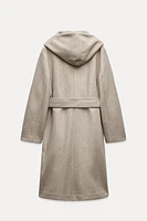 BELTED SOFT HOODED COAT