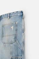 STRAIGHT FIT RIPPED CARPENTER JEANS