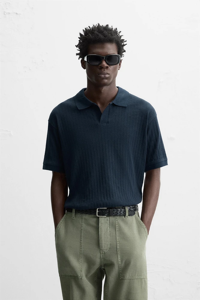 RIB TEXTURED POLO SHIRT