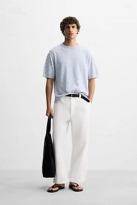 STRIPED TEXTURED KNIT T-SHIRT