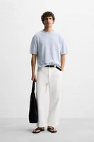 STRIPED TEXTURED KNIT T-SHIRT