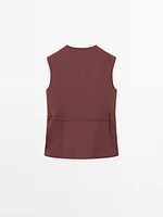 Veste longue sans manches rubans 100 % lin