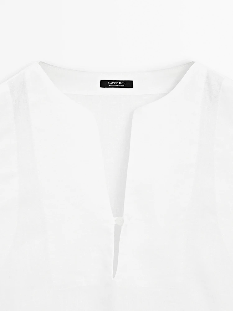 Blouse 100 % lin avec coutures