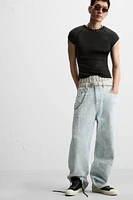 JEAN COUPE BAGGY FINI GRATTÉ