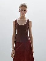 Strappy linen blend top
