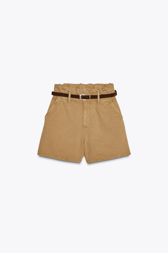 Z1975 DENIM PAPERBAG BELTED SHORTS