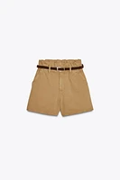 Z1975 DENIM PAPERBAG BELTED SHORTS