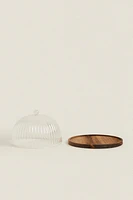 BOROSILICATE WOODEN CAKE DISH