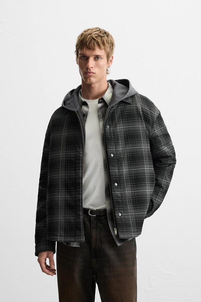 PLAID PADDED OVERSHIRT