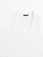 T-shirt à col rond en coton mélangé