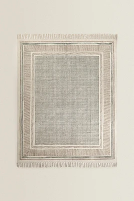 RECTANGULAR COTTON AREA RUG WITH FRINGING