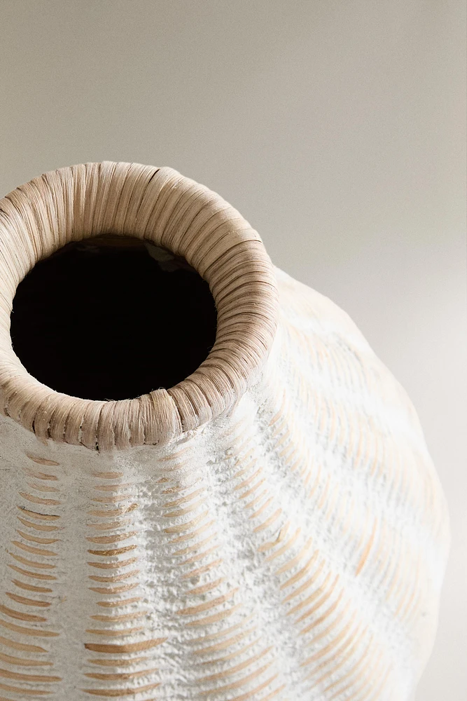 TALL MICROCEMENT BASKET VASE