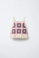 RUFFLED CROCHET KNIT TOP