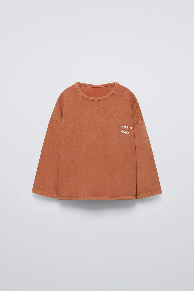 GARMENT DYE TEXT PRINT T-SHIRT