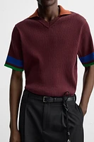 POLO EN MAILLE CÔTELÉE COLOR BLOCK