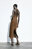 LINEN BUCKLE MIDI DRESS