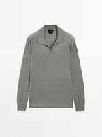 100% linen knit polo sweater