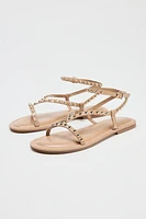 SANDALES À BRIDES ET VERROTERIES MÉTALLIQUES