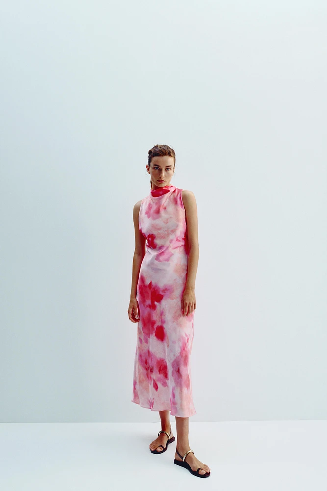 ROBE MIDI SATINÉE TIE & DYE