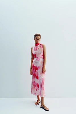 ROBE MIDI SATINÉE TIE & DYE
