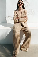 WIDE LEG LINEN PANTS WITH DARTS