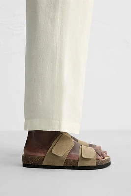 DOUBLE STRAP LEATHER SANDALS