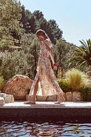 PRINTED LINEN MIDI DRESS