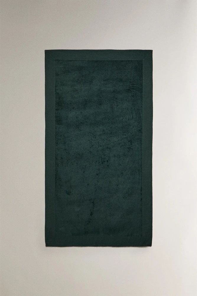 COTTON BEACH TOWEL WITH LINEN BORDER