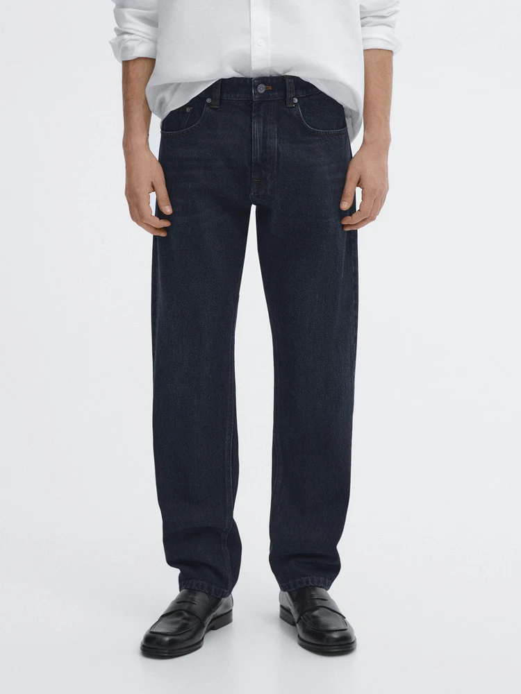 Regular fit overdyed cotton jeans