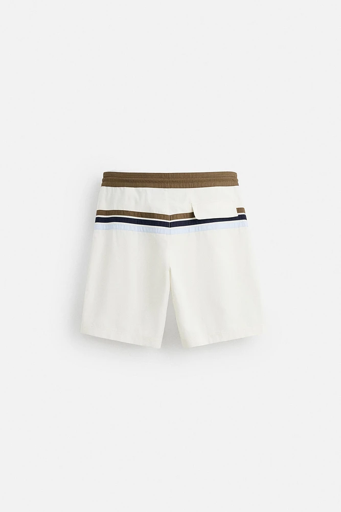 MAILLOT DE BAIN LONG À BANDES