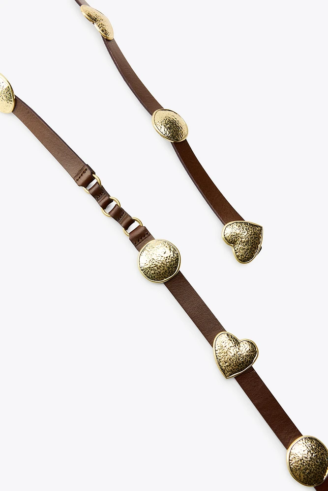 LEATHER BELT WITH METAL PLATES