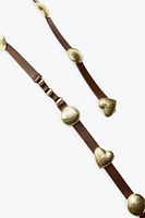 LEATHER BELT WITH METAL PLATES