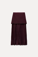 MIXED PLEATED KNIT SKIRT