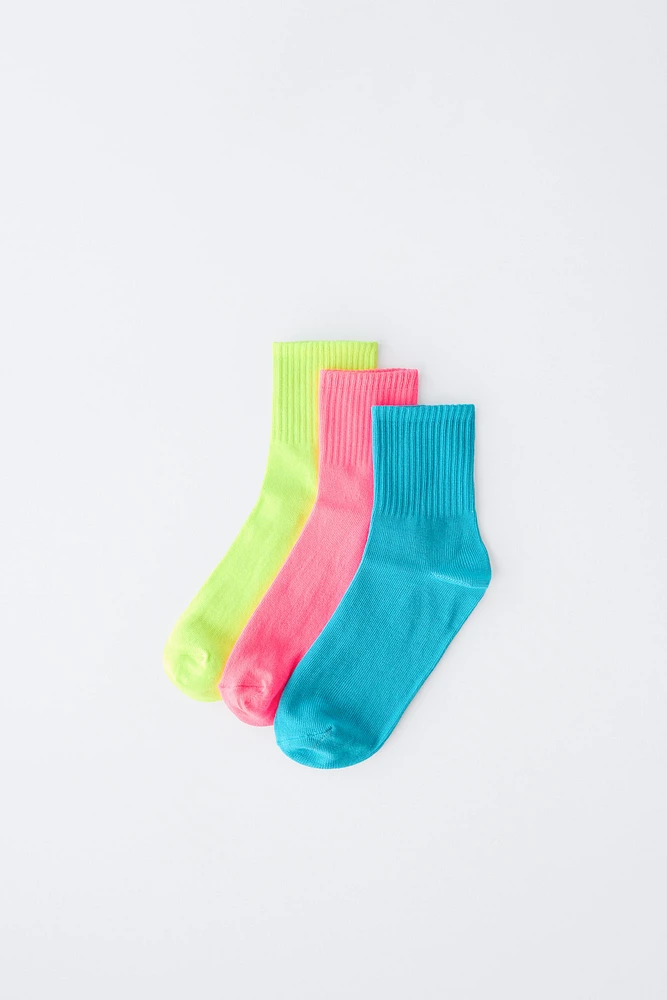 THREE-PACK OF NEON SOCKS