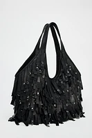 MAXI SAC SHOPPER XL FRANGES CUIR