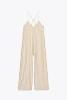 TEXTURED FLOWY LONG JUMPSUIT