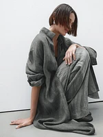 Semi-sheer ramie blend oversize blouse