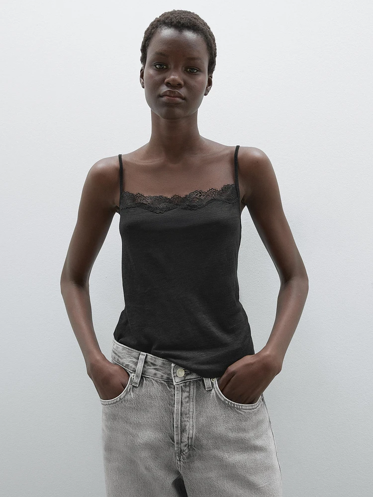 Strappy top with lace detail
