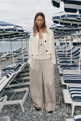 VESTE AVEC LIN MANCHES COMBINÉES