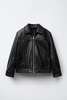 FAUX LEATHER BOMBER