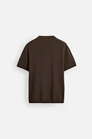 KNIT T-SHIRT WITH BUTTON NECK