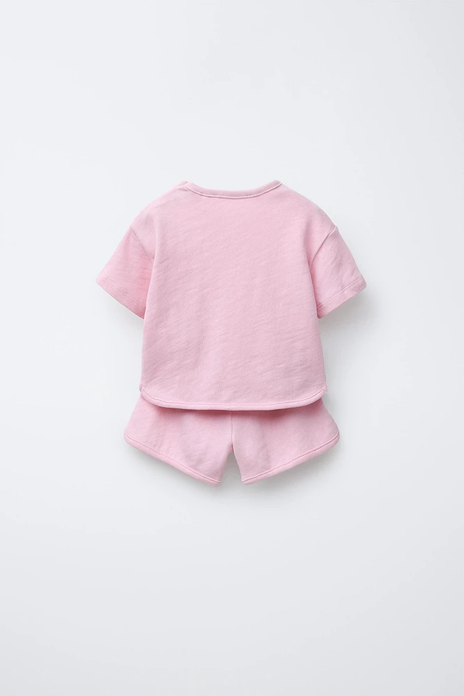 PLAIN T-SHIRT AND BERMUDA SET
