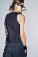 ZW COLLECTION DENIM ZIP-UP TOP