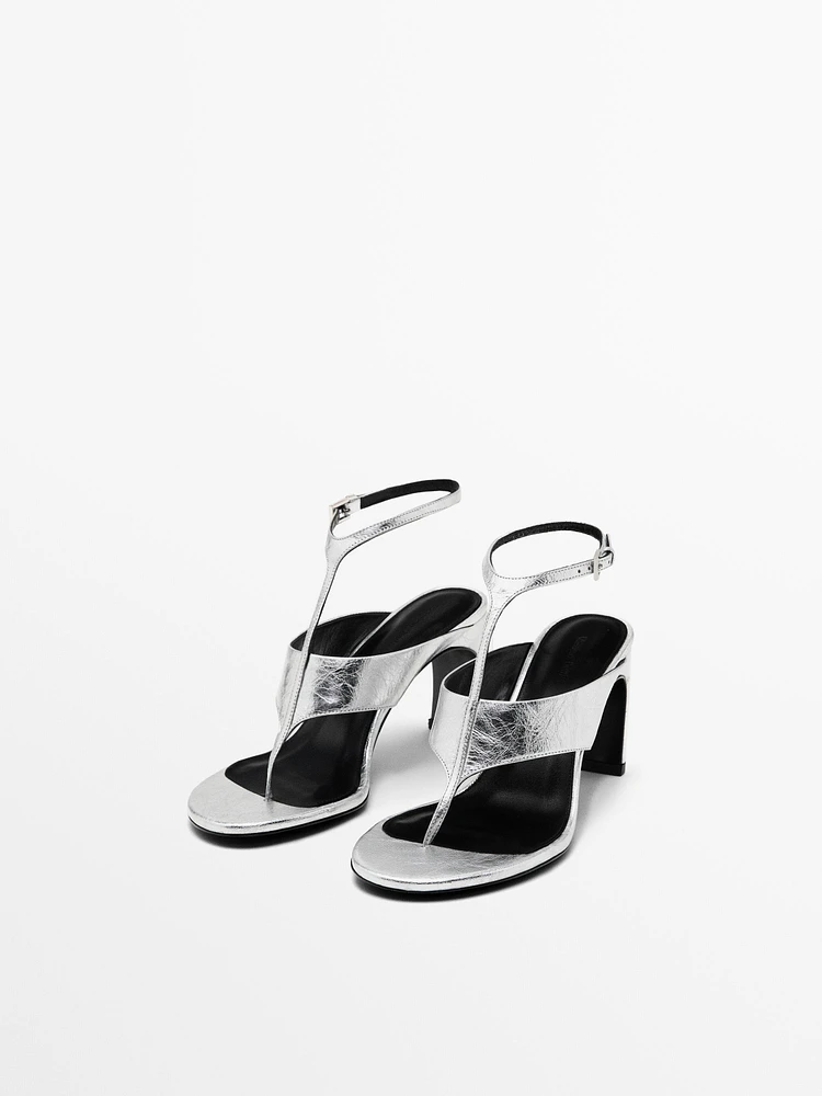 Metallic heeled sandals