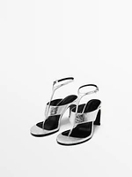 Metallic heeled sandals