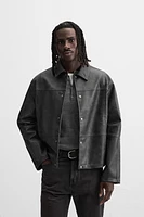 BLOUSON EN MATIÈRE SYNTHÉTIQUE DÉLAVÉE