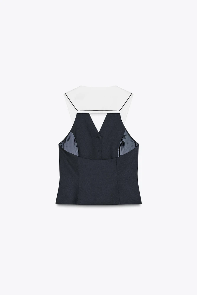 WELT DETAIL VEST TOP