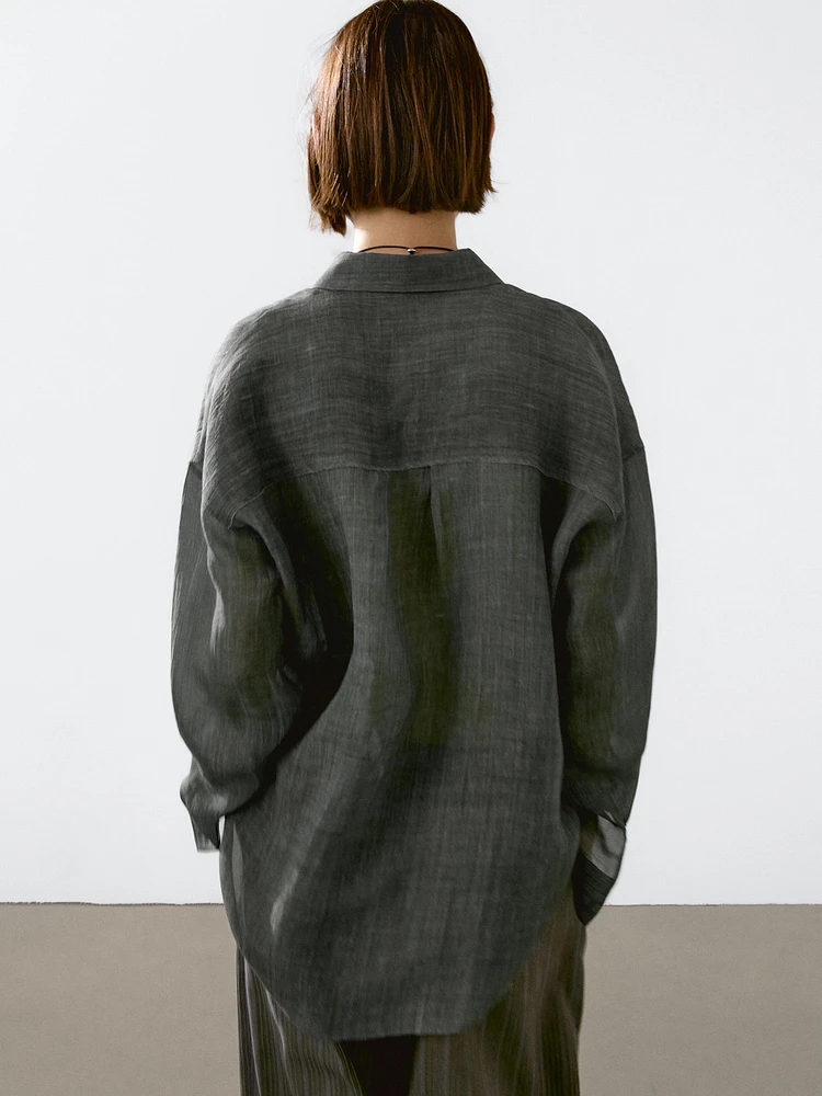 Flowing maltinto ramie blend shirt