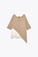ASYMMETRICAL COMBINATION KNIT TOP