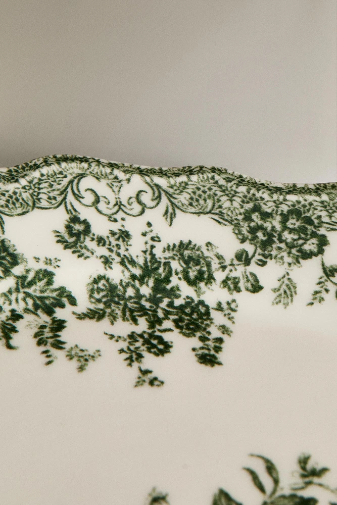 PLAT FAÏENCE IMPRIMÉ FLEURS